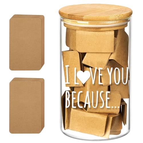 LAIAME Reasons Why I Love You Jar with 100 Note Cards,Birthday Gift Long Distance Relationship Gift for Boyfriend Girlfriend Him Her,Valentines Day Gifts for Wife Husband,Gratitude Jar for Mom Dad