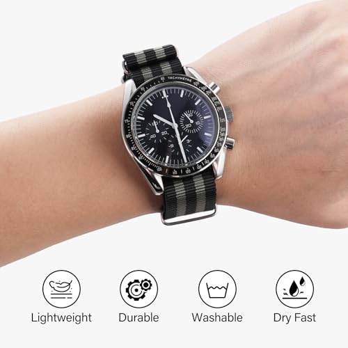 Image of TACTICAL FROG Nylon Watch Band 18mm 19 mm 20mm 22 mm 24 mm, Waterproof Military Watch Straps Replacement for Men Women, With Stainless Steel Buckle