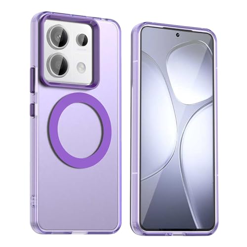 GOGME Funda para Xiaomi Redmi Note 13 Pro 5G / Poco X6 5G, Compatible con MagSafe, TPU Suave + PC Anti-Choque Carcasa Antigolpes Translúcida Mate Respaldo - Morado