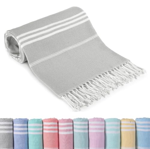 IGINOA Serviette de Plage 90X200 Anti Sable Fouta XXL Piscine Gris Grande