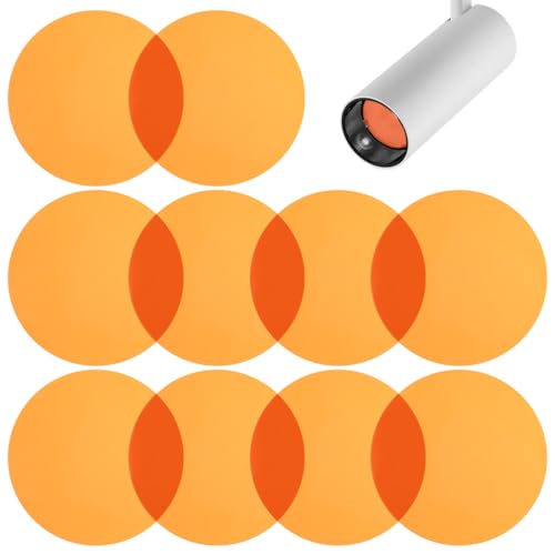 Galpada Lot de 20 Films De Couleur Autocollants pour Spots LED Et Downlights Filtres À Gel Ronds pour ÉClairage D'Ambiance Et Studio Changement Facile De Couleur Film De LumièRe Chaude pour Maison