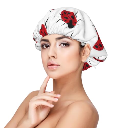 Double Layer Reversible Hair Wrap Satin Sleep Ladybug Cap Bonnet for Braid Curly Hair Satin Bonnet Black