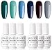Gellen 6 Colors Gel Nail Polish Set - Sapphire Emeralds Series Classy Dark Nail Gel Colors, Home Gel Manicure Kit