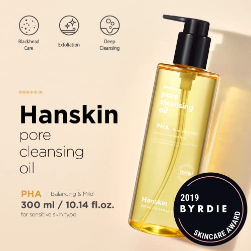 Hanskin Pore Cleansing Oil, Gentle Blackhead Cleanser And Makeup Remover For Sensitive Skin [Pha] (10.14 Oz) #TOP1