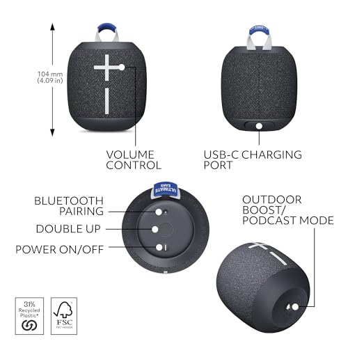 Ultimate Ears WONDERBOOM 4 Portable Waterproof Bluetooth Speaker with Big Bass and 360-Degree Sound, Dustproof Floating Speaker with 131ft (40m) Range - Black by Ultimate Ears - Image 5