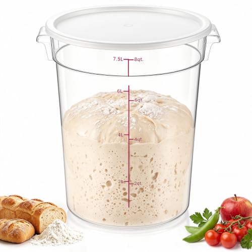 Image of Ziliny 1 Pcs 8 Qt Dough Proofing Container with Lid and Red Scale, White
