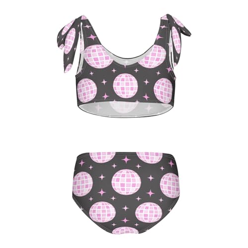 Image of Pink Groovy Disco Ball Girls Two Piece Tankini Swimsuit Summer Swimwear 9-10T Girls Swimsuit