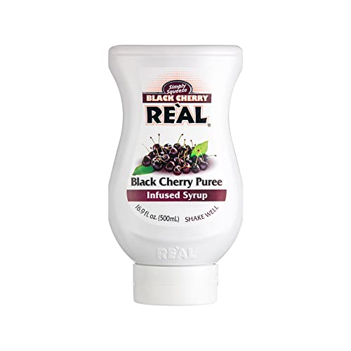 RE'AL Syrups Black Cherry Puree Infused Fruit Syrup, Great for Cocktails, Cooking, Baking and Desserts, 500ml