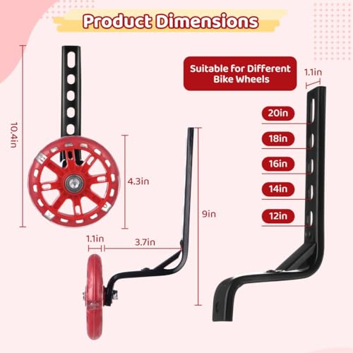 Ruedas de Entrenamiento para Bicicleta LUMINFLY Rosa, Tallas 12 a 20 Pulgadas, Soporte de Equilibrio Ajustable miniatura 3