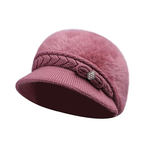 Generisch Gorro de lana para mujer, cálido, acolchado, de algodón, Rosa., Talla única