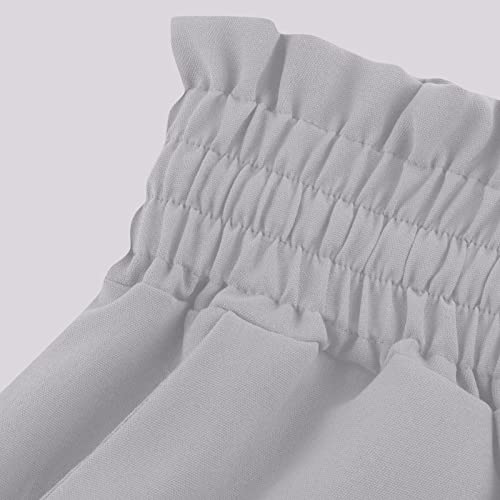 Petyczen Plus Size Pants For Women, Casual Loose Wide Leg Pants High Waisted Palazzo Pants Stretchy Flowy Chiffon Dress Pants Drawstring Straight Trousers Culottes With Pockets(B-Gray,X-Large) #TOP5