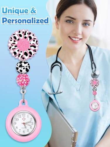 Image of Plifal Nurse Watch Nursing Pocket Badge Fob with Second Hand - Retractable Clip On Clock with Secondhand for Medical Staff Women Men