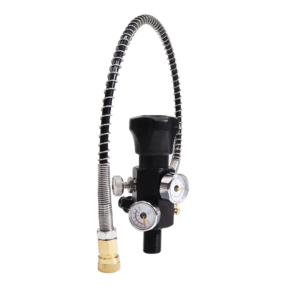 Válvula de carga de tanque de aire PCP, estación de llenado de doble calibre 5/8-18UNF 4500 Psi con manguera de alta presión de 20 mm, fácil instalación