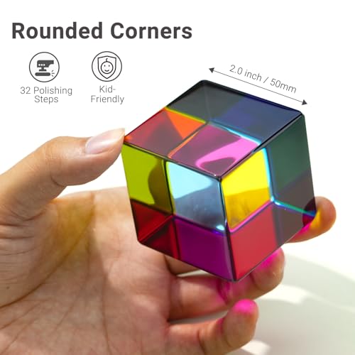 iKeelo Color Cube 50mm (3rd Gen) – Cyan Magenta Yellow - Subtractive Color Mixing – Optical Prism Cube with Safe Rounded Corners, Vibrant Colors & Storage Pouch by iKeelo - Image 5