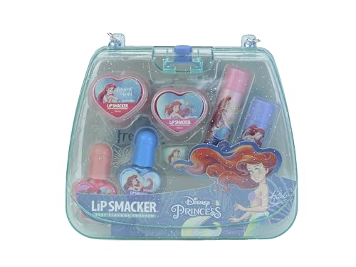 Lip Smacker Princess Ariel Mini Tote Bag, Ensemble Maquillage Sans Danger pour Enfants avec Maquillage pour Visage, Lèvres et Ongles avec Accessoires de Beauté Inclus pour un Look de Princesse