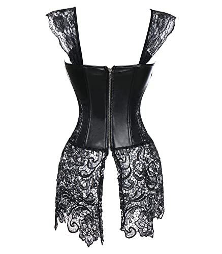 Slimbelle Women Corset Waist Bustier Dress Lace Boned Adjustable Shaper Overbust Bustier Steampunk Skirt Black S #TOP5