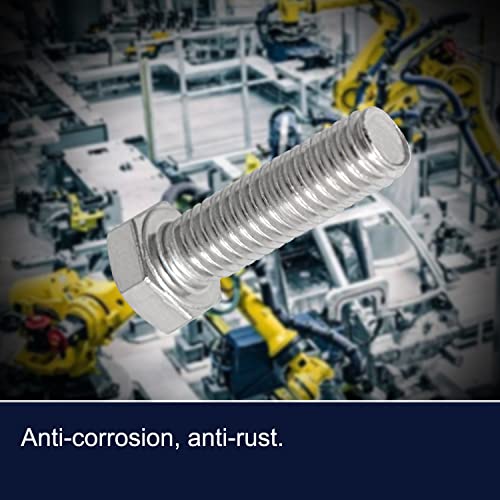 Image of Left Hand M6 x 20mm Hex Head Bolts Screws 304 Stainless Steel, A2-70 Fasteners Fully Machine Reverse Threaded SUS304 4 Pcs