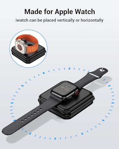 Wireless Charger, Magnetic Foldable 3 in 1 Mag-Safe Charger, Fast Travel Wireless Charging Station for iPhone 16/15/14/13/12/ Series,for iWatch,for AirPods (Adapter Included)