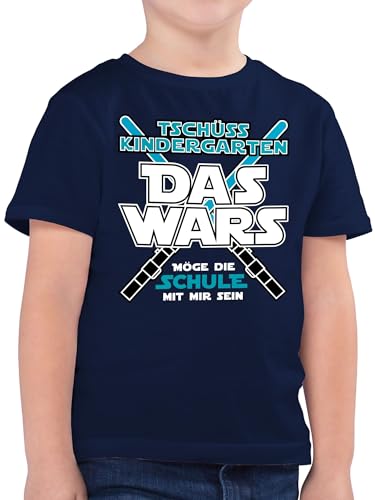 Kinder T-Shirt Jungen - Einschulung Junge - Das Wars Kindergarten Tschüss Kita - 140 (9/11 Jahre) - Dunkelblau - schulanfangsgeschenke Shirt Schulkind schulanfänger kiga Schule Tshirt