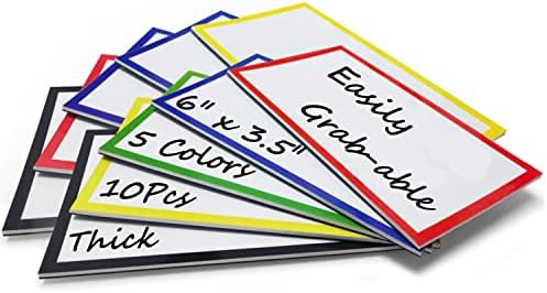 10Pcs Magnetic Dry Erase Labels Ultra-Large, 6x3.5" Thick Reusable Writable Erasable Colored Dry Wipe Magnets Plan Card for Whiteboards Locker Fridge Cabinet Home Office School