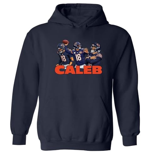 Mountee Apparel Caleb Williams Collage Chicago Hooded Sweatshirt Hoodie ADULT LARGE Blue