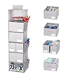 Nuovoo Non-Woven Hanging Closet Organizers with Drawers,6-Shelf Hanging Closet Storage Shelves with...