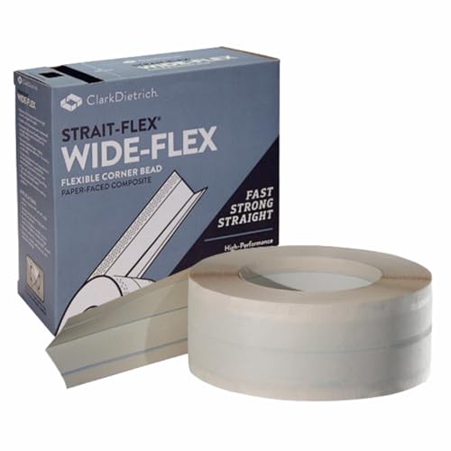 Strait Flex Drywall Tape &ndash; Wide-Flex Drywall Repair &ndash; Adjustable Mud-On Tape for Inside, Outside & Off-Angle Corners &ndash; Pre-Finished 4&rdquo; Tape for Smooth, Easy Finishing &ndash; 100 ft Roll