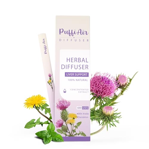 Puffiair Herbal Diffuser Pen, Dandelion Flavoured Inhaler for Liver Cleanse, Habit Transition & Breathe Free, Natural Botanical Plant-Based Formula with Dandelion, Beet Root & Mint, Purple 600 Uses
