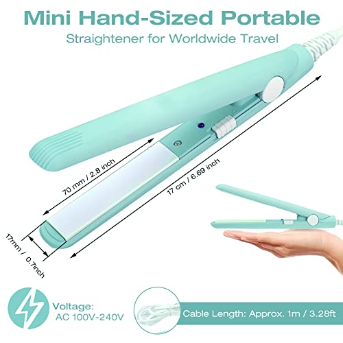 Mini plancha y rizador para cabello 2 en 1 cerámica verde miniatura 4