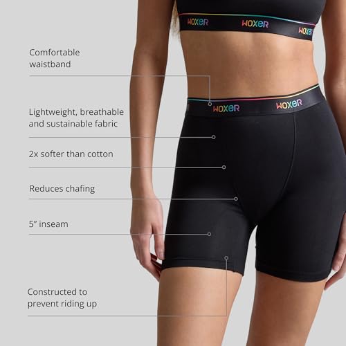 Image of Woxer Womens Baller 5 inch High Waisted Boy Shorts Underwear - Seamless Boxer Briefs, Boyshort Panties, No Show Women's Boxers