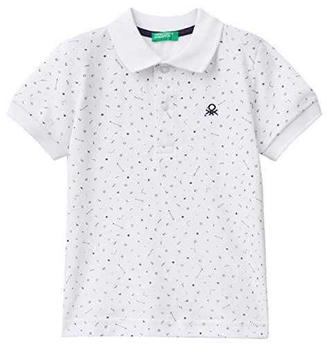 United Colors of Benetton Camiseta Polo M/M 3t0wg300e Camisa, Blanco A Fantasía 65q, 3 años para N