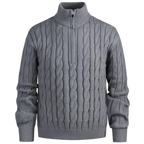 Pull homme torsadé doux en tricot décontracté avec fermeture éclair 1/4 pull d'hiver