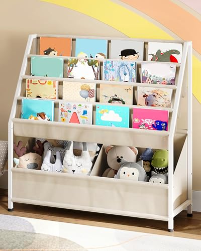 Image of CHOEZON Kids Bookshelf, 4-Tier Bookshelf for Kids, Large Capacity Book and Toy Storage Organizer, Toddler Book Shelf for Kids Room, Nursery, Playroom, Beige TCW09WM