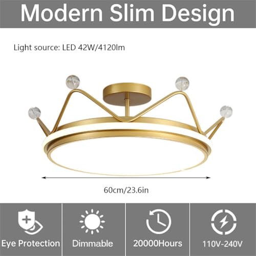 Plafonnier LED moderne chic doré 36W lustre dimmable de salon - 3