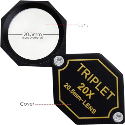 20x Magnifier Jewelry Loupe Triplet Lens 20.5mm Optical Glass Pocket Gem