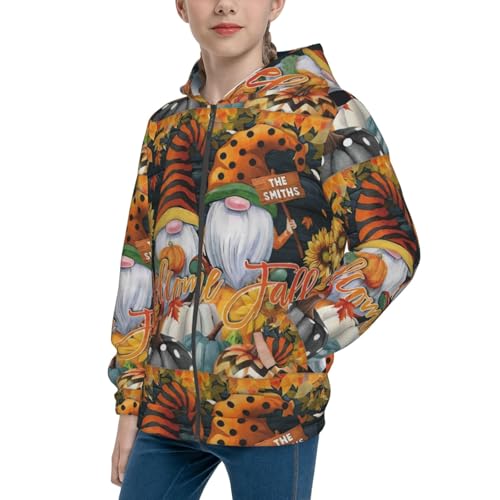 Welcom Fall Kid Hoodies Boys Zip Up Sweatshirts Girls Pullover with Pocket