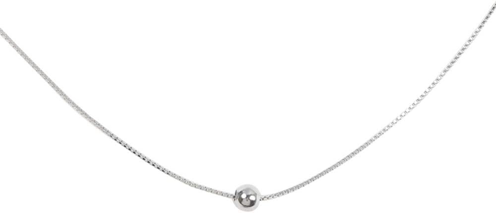Minimalist Single Ball Chokers Necklace Sterling Silver Delicate Good Luck Bead Chain Adjustable for Women Girls Nice Gifts