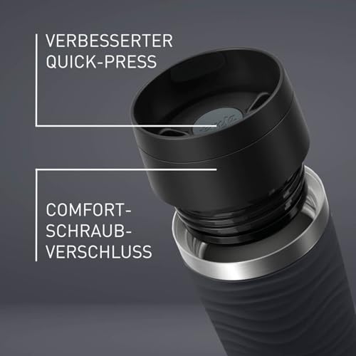 Emsa Travel Mug Wave Thermobecher 500 ml, Isolierbecher auslaufsicher, Edelstahl, 6h heiß und 12h kalt, 100% dicht, spülmaschinenfest, Kaffeebecher to go, 360°-Trinköffnung, schwarz, N20225 – Bild 5