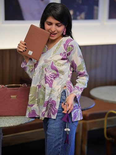 Image of Youthnic Women's Poly Rayon Printed Alia Cut Peplum Top | Top for Office | Women's Tunics | Short Kurti Women| Regular Fit