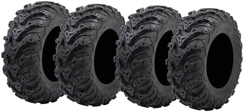Tusk Mud Force ATV Tire Set – 25x8-12 Front & 25x10-12 Rear – Dur...