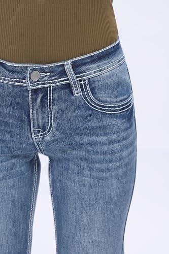 BlueMoment Women's Curvy Bootcut Jeans Mid Rise Bootcut Jeans Trendy Welt with Butt Lifting and Tummy Control Features3