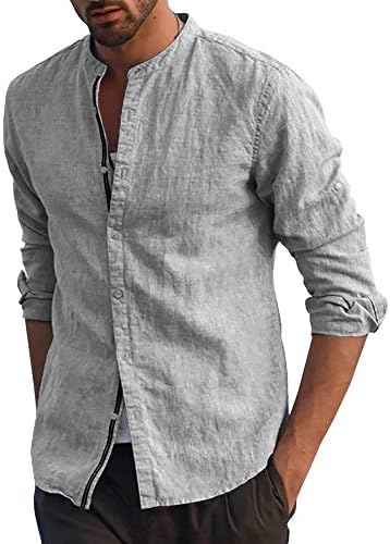 Taoliyuan Mens Linen Long Sleeve Shirts 