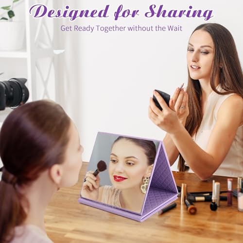 Espejo plegable rectangular portátil para maquillaje miniatura 3