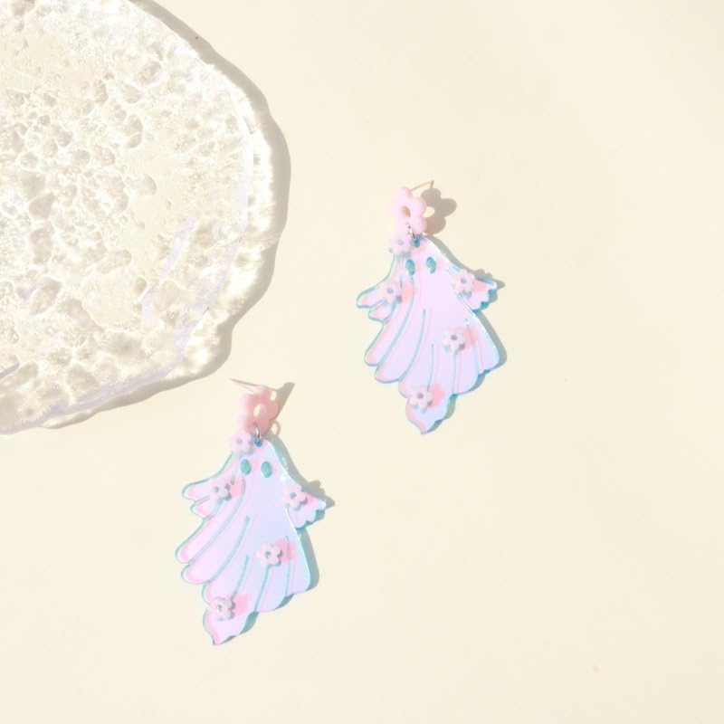 Lovely Flower Halloween Earrings for Women Creative Ghost Earrings Hallowmas Costume Cosplay Acrylic Drop Earrings - Image 2