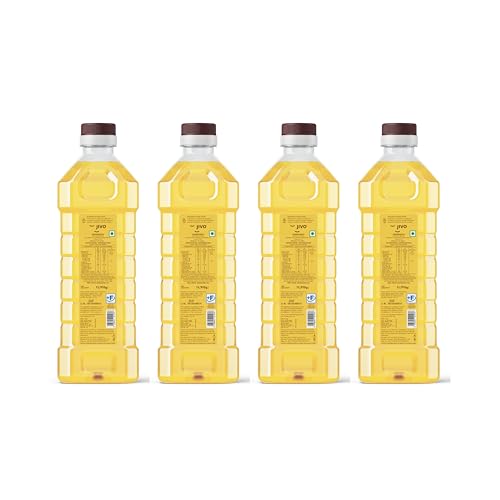 Image of Jivo Gold Premium Refined Cooking Oil Perfect Blend of Rice Bran & Sunflower Oil | Natural Antioxidants | 1 Litre Pack (Pack of 4)
