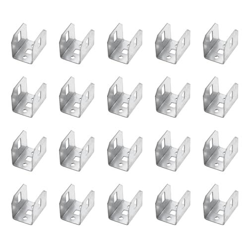 sourcing map 20 Pcs U Bracket for 1.24" Panels, 49 x 34 x 39mm Metal U Shaped Fasteners Brackets for Guardrail or Partitions Connection, Silver