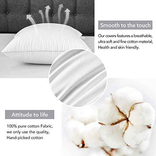 Image of FAVRIQ 26 x 26 Euro Pillow Inserts - 26 Inch Decorative Throw Pillows for Couch Bed Sofa with 100% Cotton Cover - Pack of 2