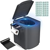 PAMPORPET WC portátil Plegable, Inodoro portátil para Exteriores, Baño de Emergencia, WC Camping, para Exterior Camping, Pesca, Compatible con Tienda de baño, Incluye 12 Bolsas de Basura, Gris