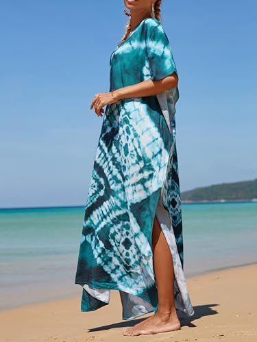 Image of Kaftan Dresses for Women Plus Size Summer Beach Dress with Print and Swim Cover Ups