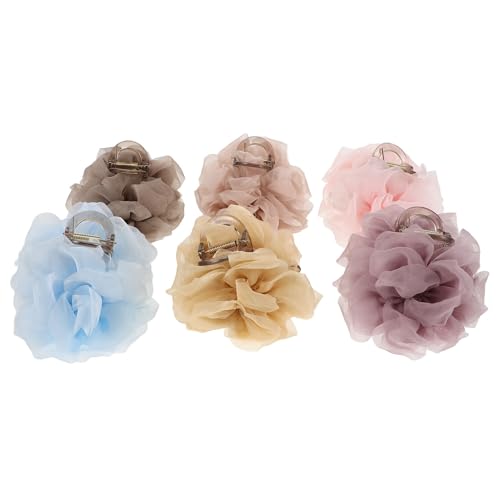 Pinces à Cheveux Fleuries Accessoires Queue de Cheval Chignon Tissu Coloré Lot de 6